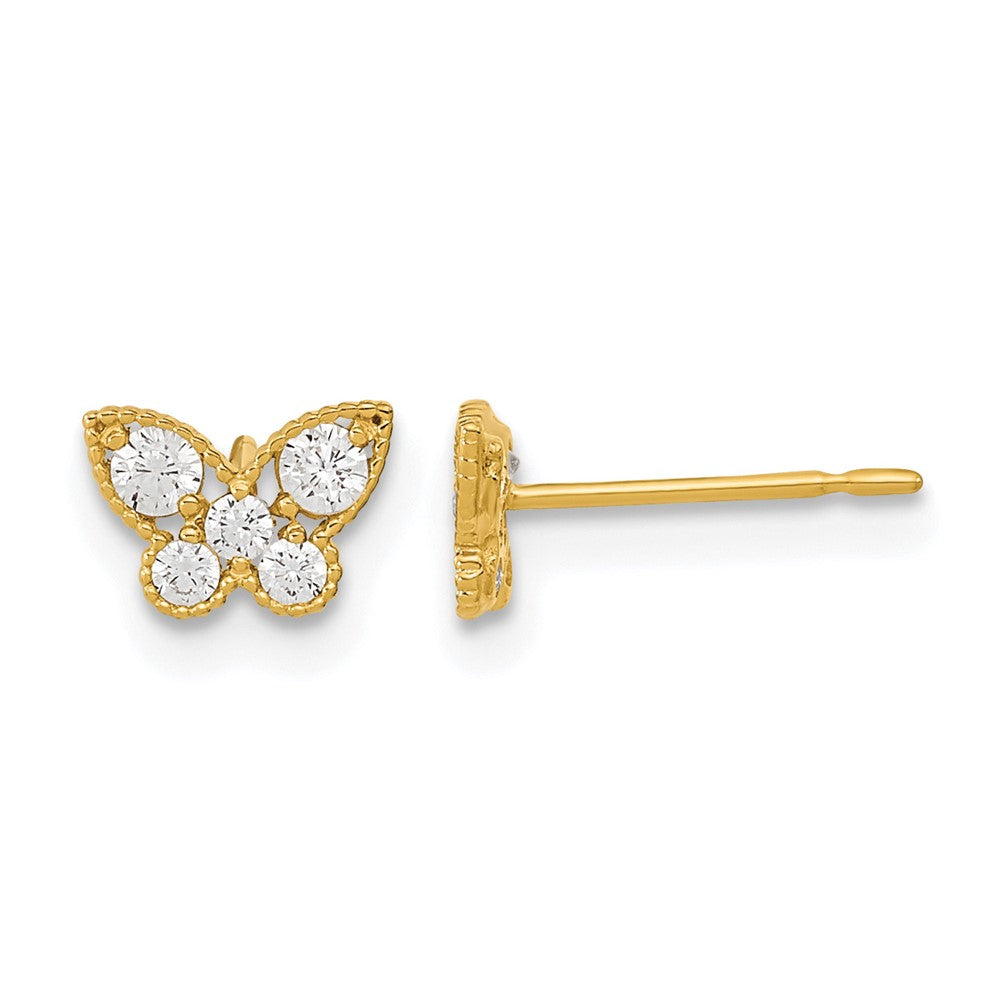 14k Madi K Kids CZ Butterfly Childrens Post Earrings