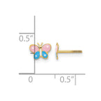 14k Madi K Polished Pink and Blue Enameled Butterfly Childrens Screwback Post Earrings