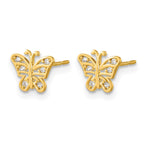 14k Madi K Kids CZ Butterfly Childrens Post Earrings