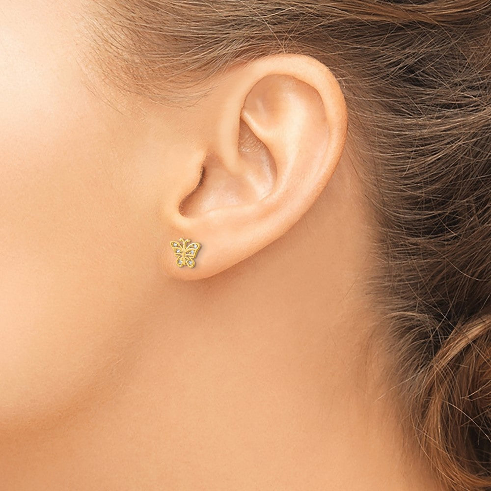 14k Madi K Kids CZ Butterfly Childrens Post Earrings