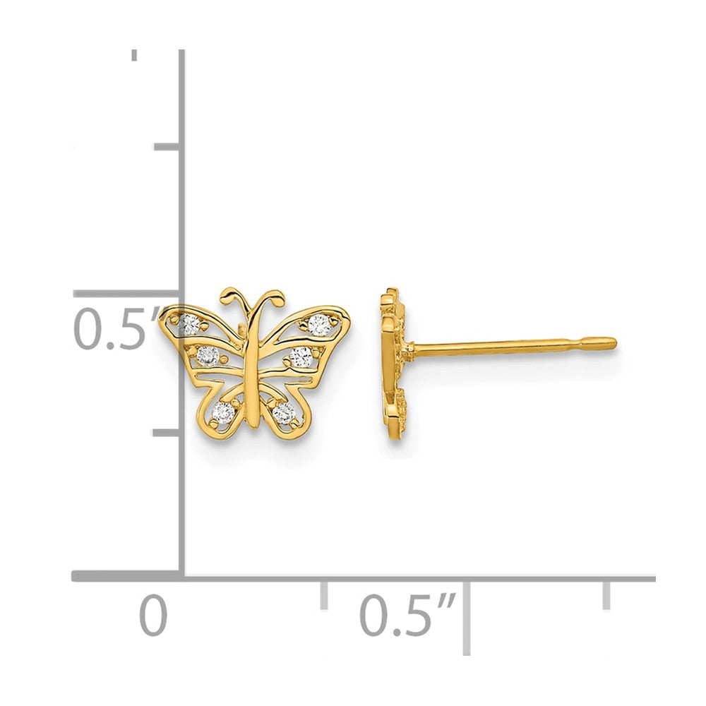 14k Madi K Kids CZ Butterfly Childrens Post Earrings