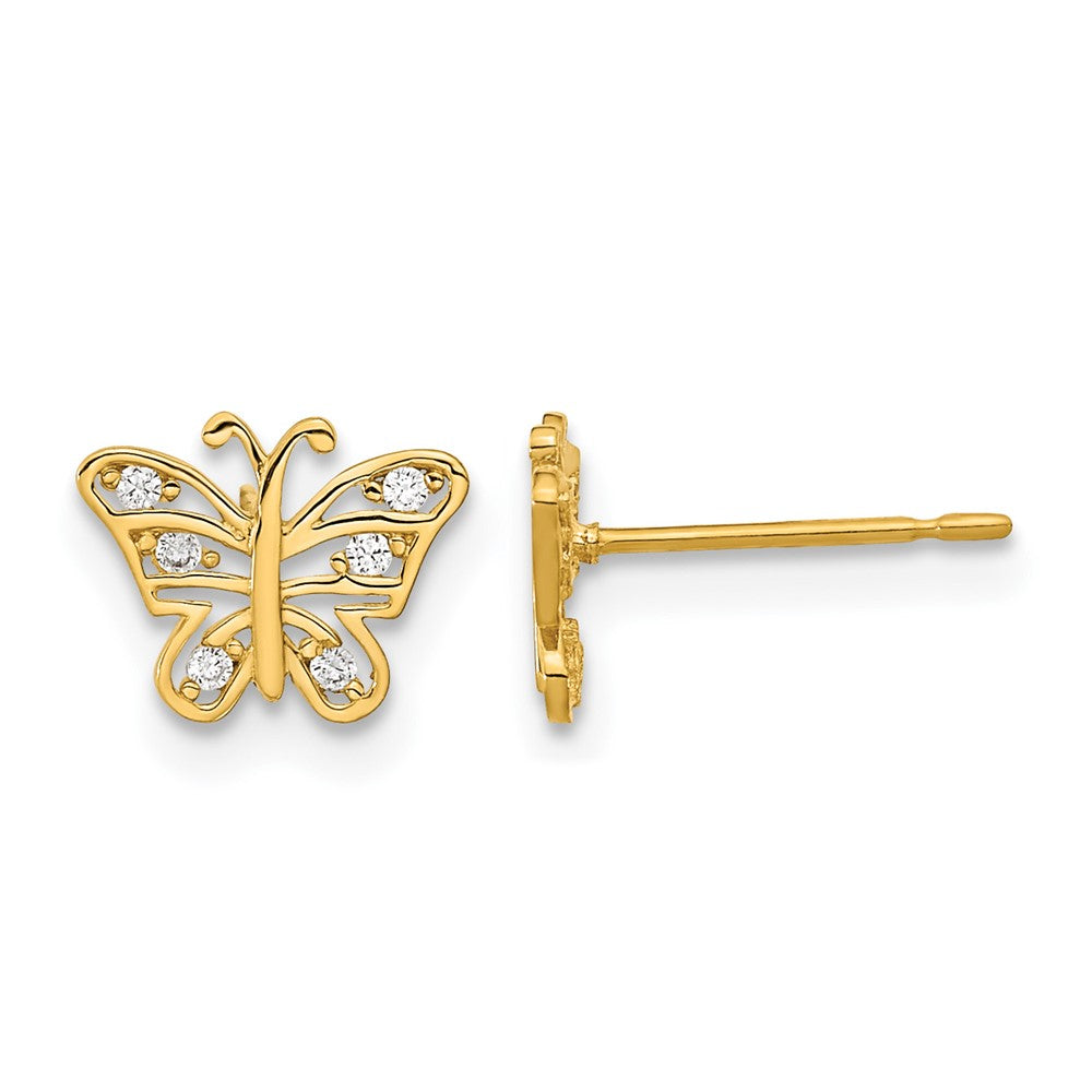 14k Madi K Kids CZ Butterfly Childrens Post Earrings