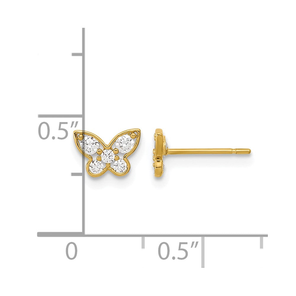 14k Madi K Kids CZ Butterfly Childrens Post Earrings