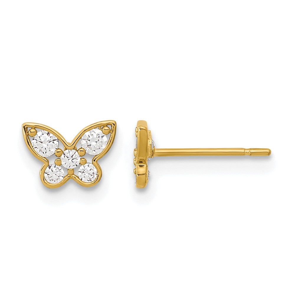 14k Madi K Kids CZ Butterfly Childrens Post Earrings