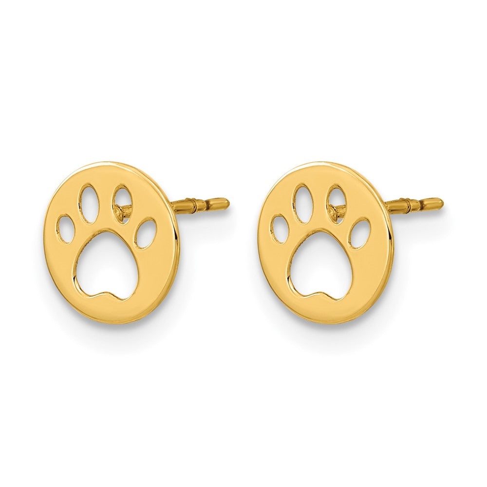 14k Madi K Kids Pawprint Childrens Post Earrings
