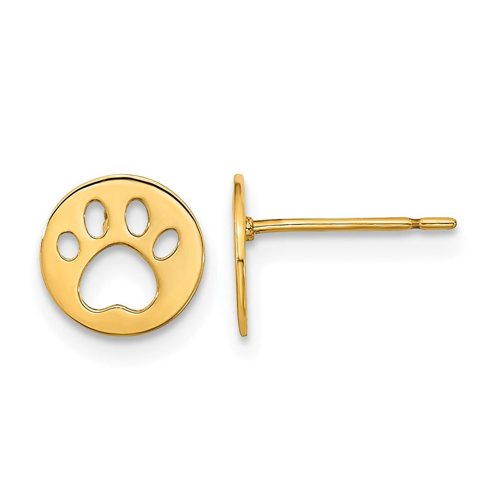 14k Madi K Kids Pawprint Childrens Post Earrings