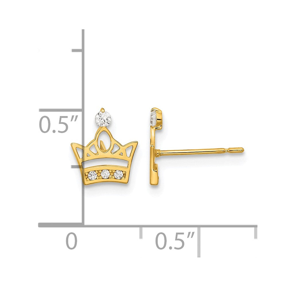 14k Madi K Kids CZ Crown Childrens Post Earrings