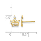 14k Madi K Kids CZ Crown Childrens Post Earrings