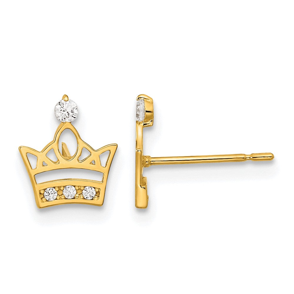 14k Madi K Kids CZ Crown Childrens Post Earrings
