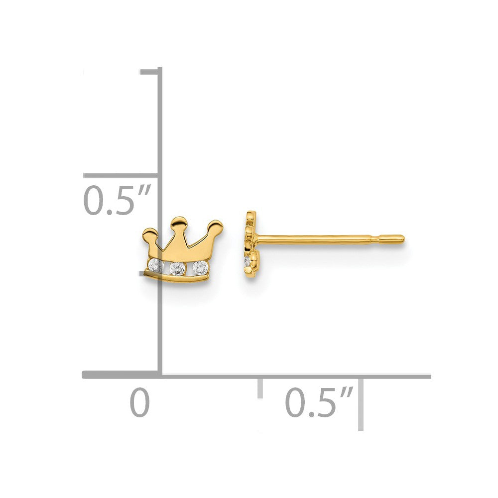 14k Madi K Kids CZ Crown Childrens Post Earrings