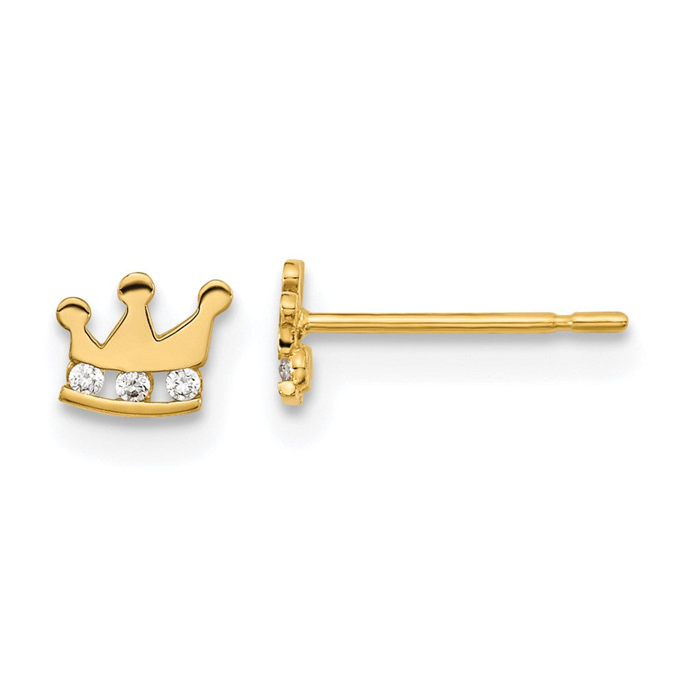 14k Madi K Kids CZ Crown Childrens Post Earrings