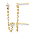 14k Madi K CZ Cross Double Post with Chain Single Earring