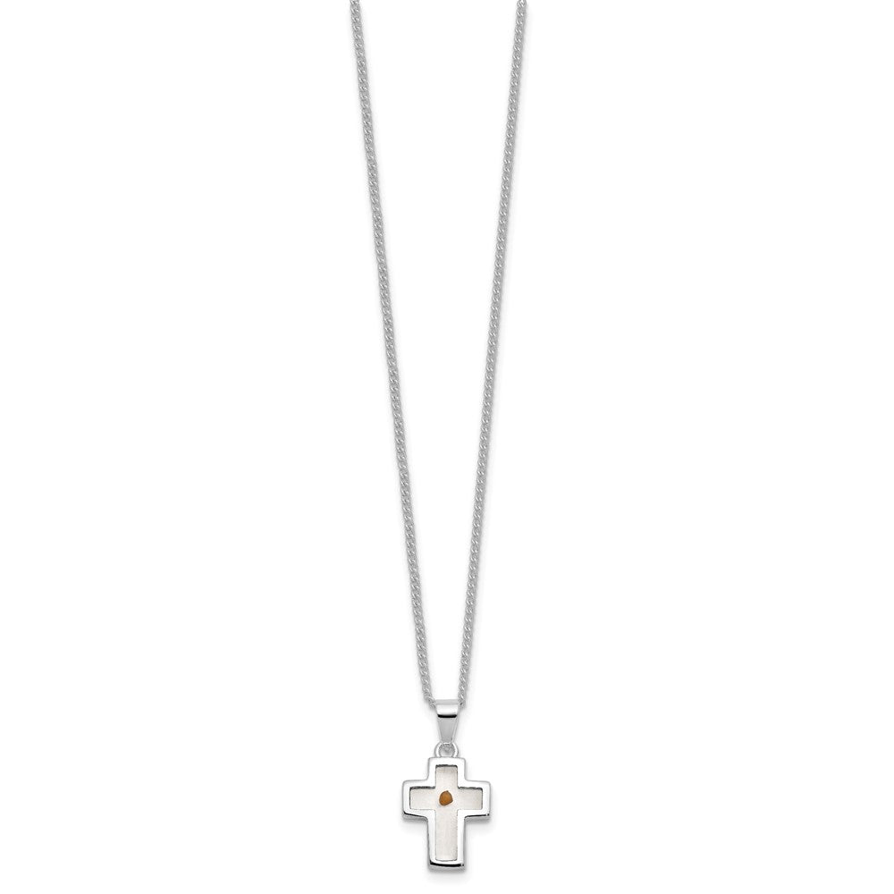 Cherishables Mustard Seed Acrylic Cross 18 inch Silver-plated Necklace with Mustard Seed Legend Message Card