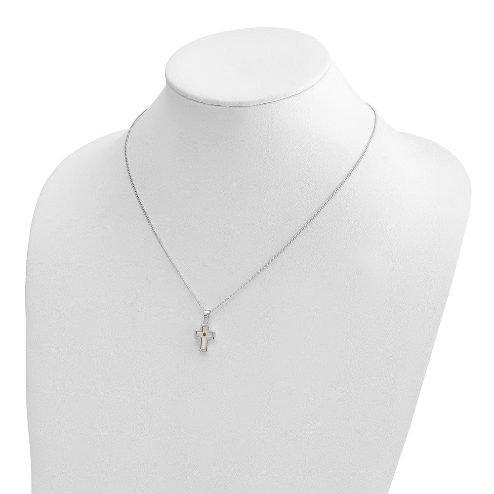 Cherishables Mustard Seed Acrylic Cross 18 inch Silver-plated Necklace with Mustard Seed Legend Message Card