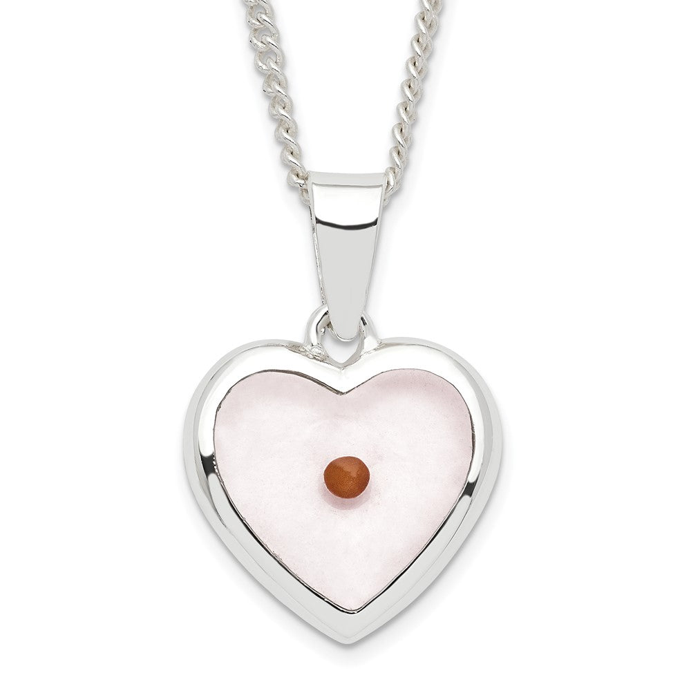 Cherishables Mustard Seed Acrylic Heart 18 inch Silver-plated Necklace with Mustard Seed Legend Message Card