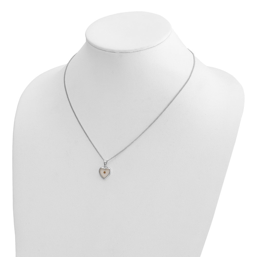 Cherishables Mustard Seed Acrylic Heart 18 inch Silver-plated Necklace with Mustard Seed Legend Message Card