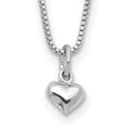 Sterling Silver Polished Puffed Heart 14 inch Necklace with Pink Gift Pouch
