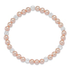 4mm Pink Imitation Shell Pearl and Faceted Clear Crystal Bead Stretch Bracelet with Pink Gift Pouch