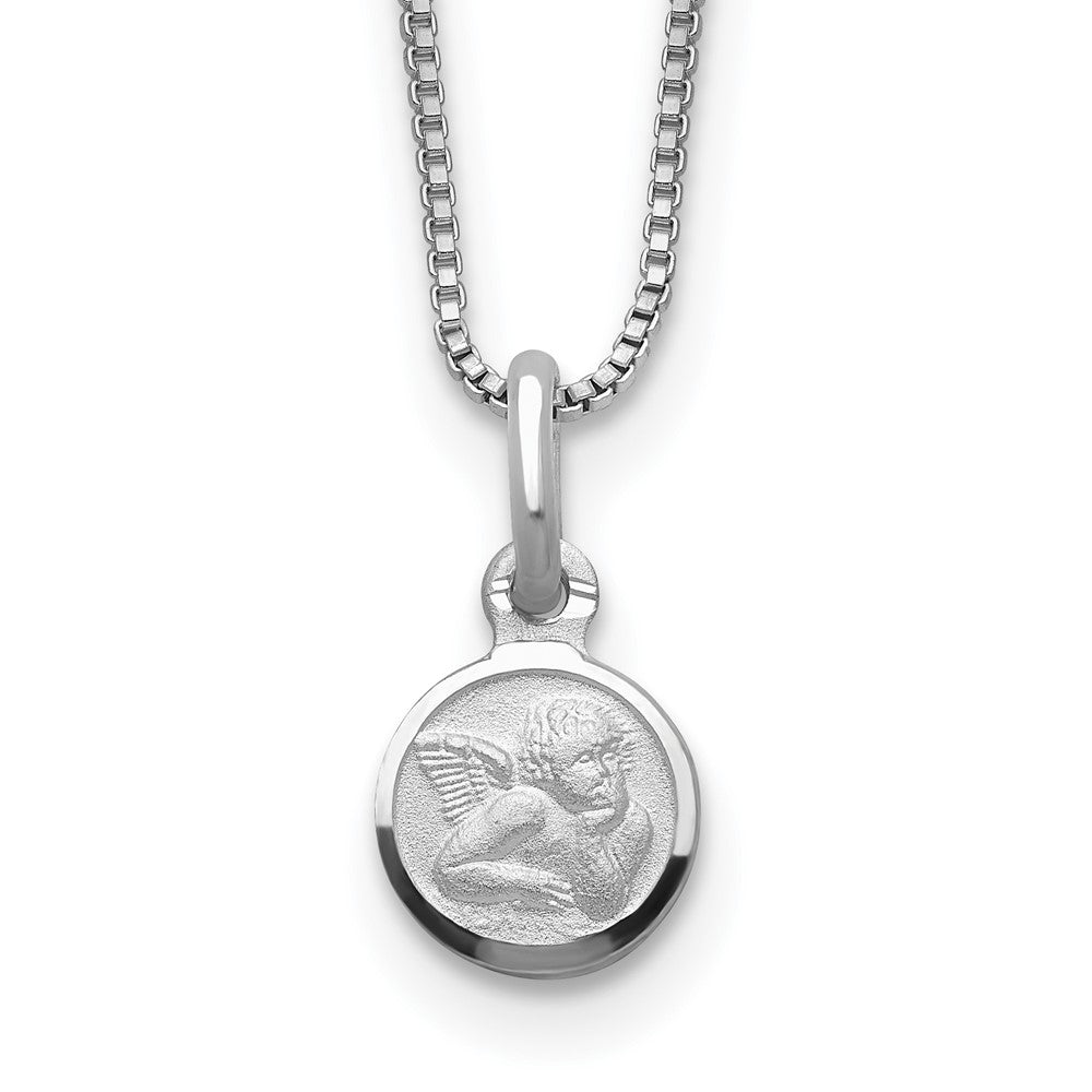 Sterling Silver Satin Angel 14 inch Necklace with Pink Gift Pouch