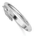 Sterling Silver Rhodium-plated Safety Hinged Baby Bangle with Pink Gift Pouch
