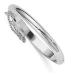 Sterling Silver Rhodium-plated Safety Hinged Baby Bangle with Pink Gift Pouch