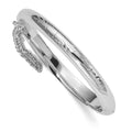 Sterling Silver Rhodium-plated Textured Safety Hinged Baby Bangle with Pink Gift Pouch