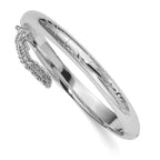Sterling Silver Rhodium-plated Textured Safety Hinged Baby Bangle with Pink Gift Pouch