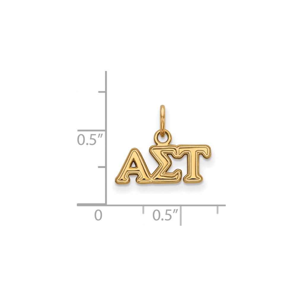Sterling Silver Gold-plated LogoArt Alpha Sigma Tau Sorority Greek Letters Extra Small Pendant