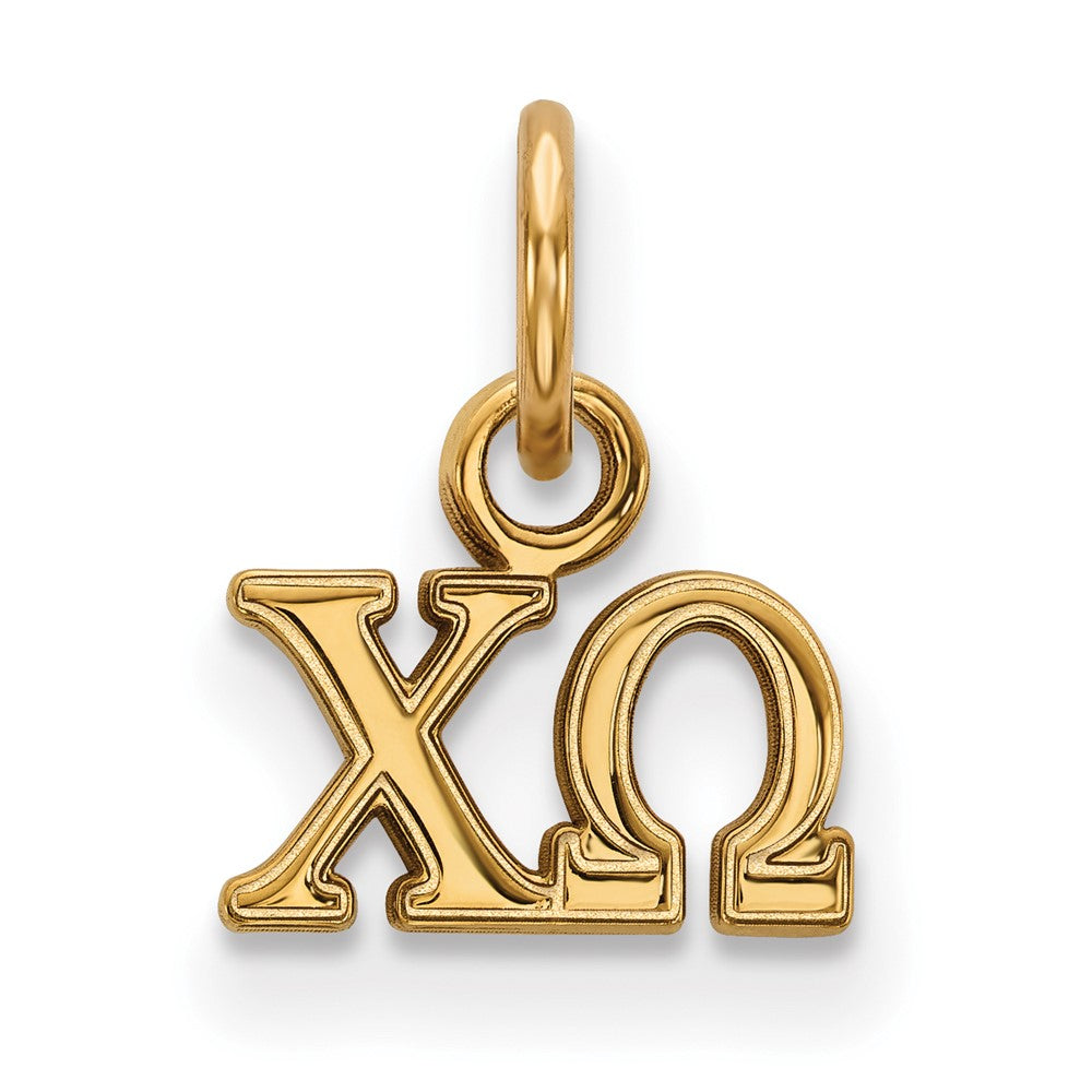Sterling Silver Gold-plated LogoArt Chi Omega Sorority Greek Letters Extra Small Pendant