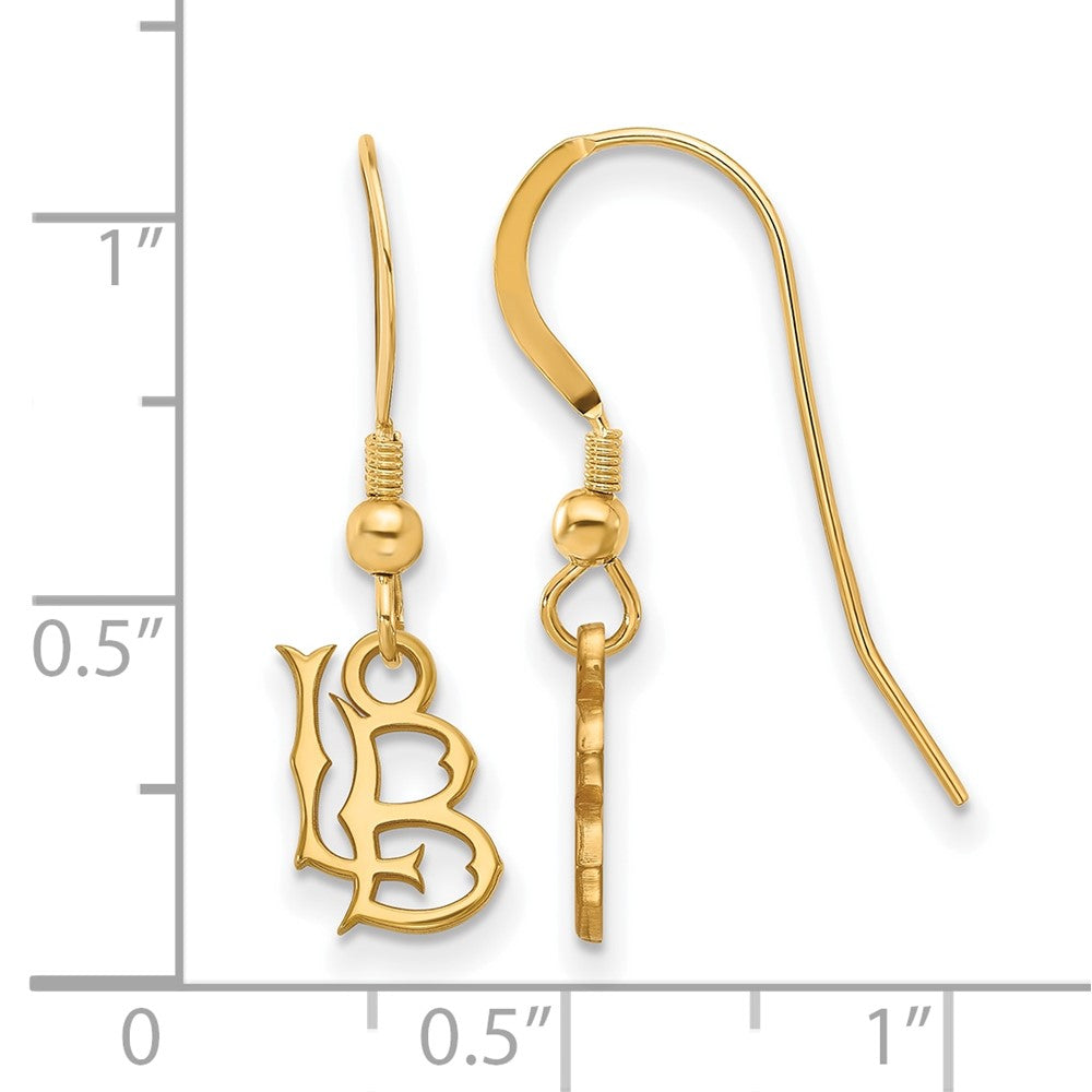 Sterling Silver Gold-plated LogoArt California State University Long Beach L-B Extra Small Dangle Wire Earrings