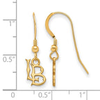 Sterling Silver Gold-plated LogoArt California State University Long Beach L-B Extra Small Dangle Wire Earrings