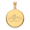 Sterling Silver Gold-plated LogoArt California Polytechnic State University Mustangs Large Disc Pendant