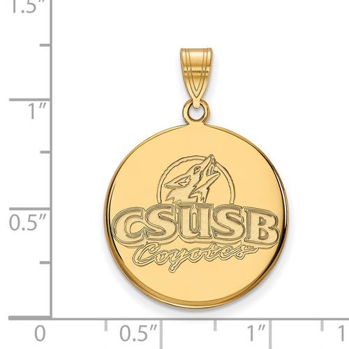 10k Gold LogoArt California State University San Bernardino Coyotes Large Disc Pendant