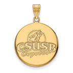 10k Gold LogoArt California State University San Bernardino Coyotes Large Disc Pendant