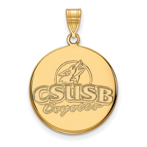 10k Gold LogoArt California State University San Bernardino Coyotes Large Disc Pendant