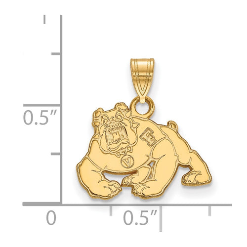 10k Gold LogoArt California State University Fresno Bulldog Small Pendant