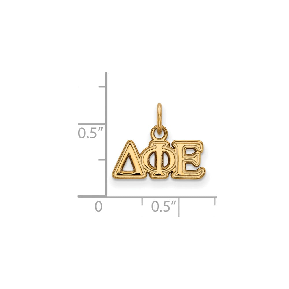 Sterling Silver Gold-plated LogoArt Delta Phi Epsilon Sorority Greek Letters Extra Small Pendant