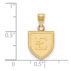 10k Gold LogoArt East Tennessee State University Letter E Shield Small Pendant