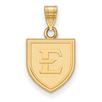10k Gold LogoArt East Tennessee State University Letter E Shield Small Pendant