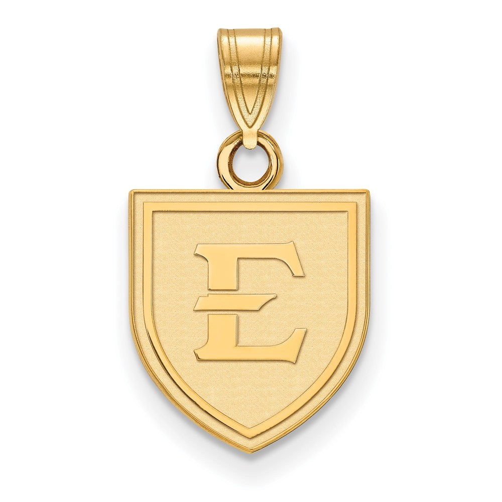 Sterling Silver Gold-plated LogoArt East Tennessee State University Letter E Shield Small Pendant