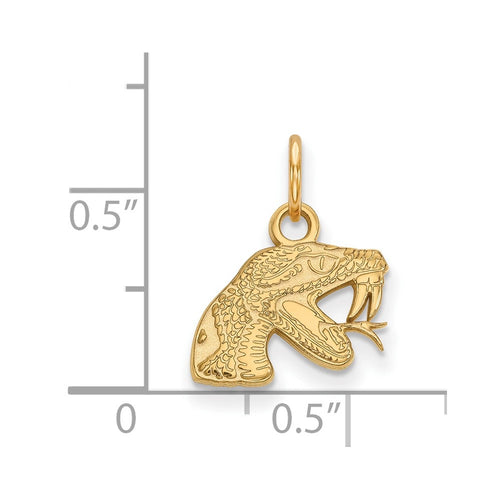 10k Gold LogoArt Florida A and M University Rattler Extra Small Pendant