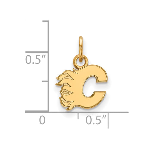 10k Gold NHL LogoArt Calgary Flames Letter C Extra Small Pendant