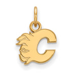Sterling Silver Gold-plated NHL LogoArt Calgary Flames Letter C Extra Small Pendant