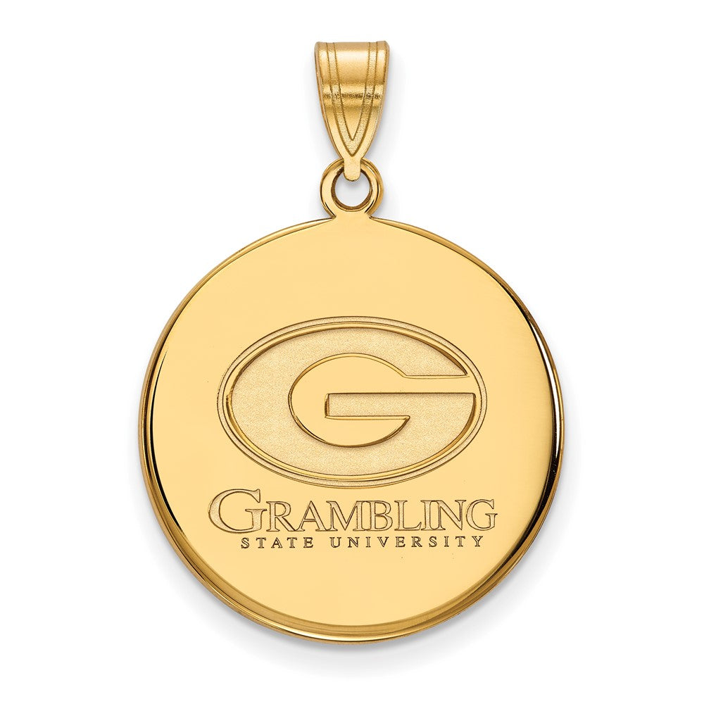 Sterling Silver Gold-plated LogoArt Grambling State University Large Disc Pendant