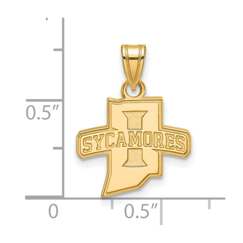 10k Gold LogoArt Indiana State University Sycamores Small Pendant