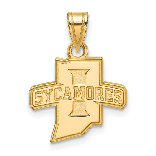 10k Gold LogoArt Indiana State University Sycamores Small Pendant