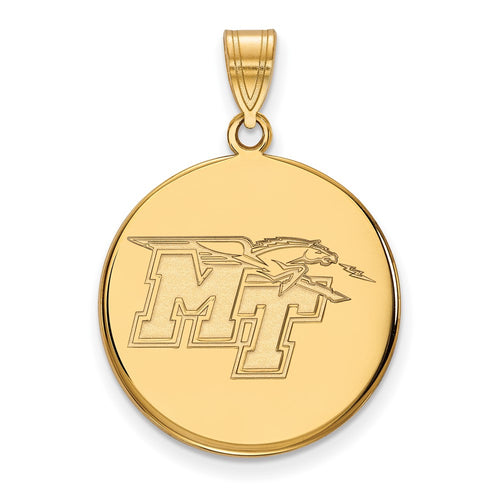 10k Gold LogoArt Middle Tennessee State University M-T Large Disc Pendant