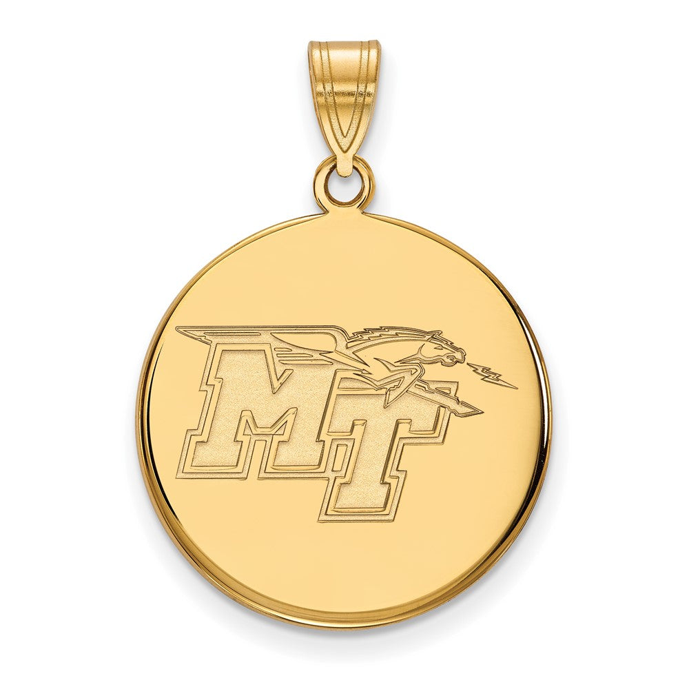 Sterling Silver Gold-plated LogoArt Middle Tennessee State University M-T Large Disc Pendant