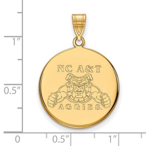 10k Gold LogoArt North Carolina A and T Aggies Large Disc Pendant