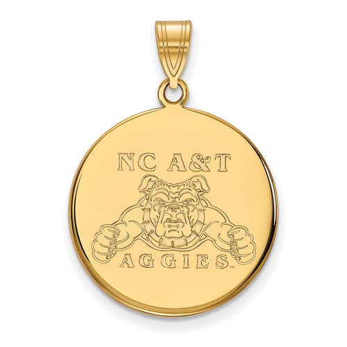 10k Gold LogoArt North Carolina A and T Aggies Large Disc Pendant